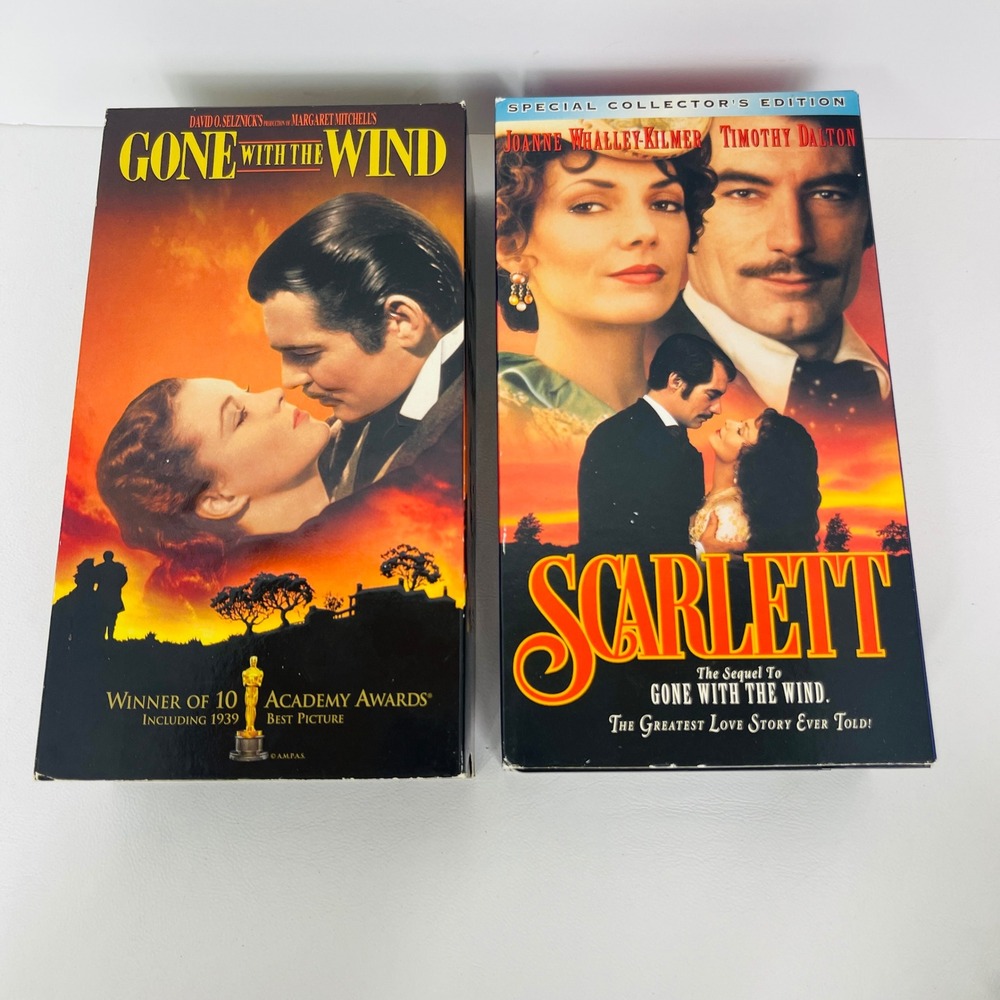 Warner Home Video Gone With the Wind & Scarlett VHS Set Drama Romance Excellent